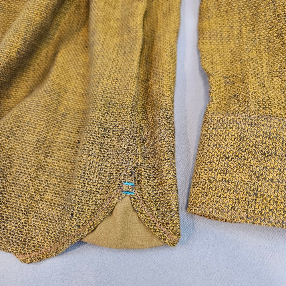32 BAR BLUES | Mens Mustard Yellow Textured Long Sleeve Button Down Shirt Large - Picture 5 of 15
